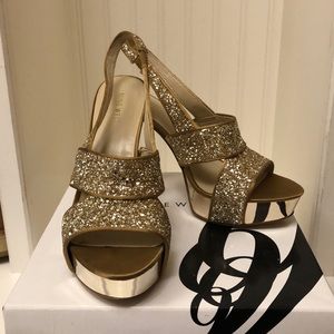 Nine West Gold Sparkle Heels